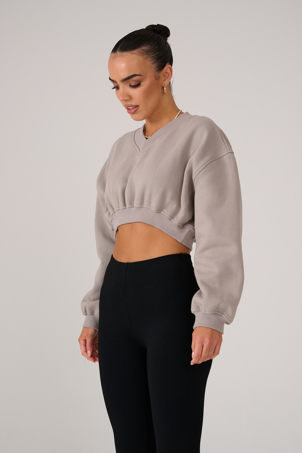 ALEXA Taupe Cropped Sweatshirt