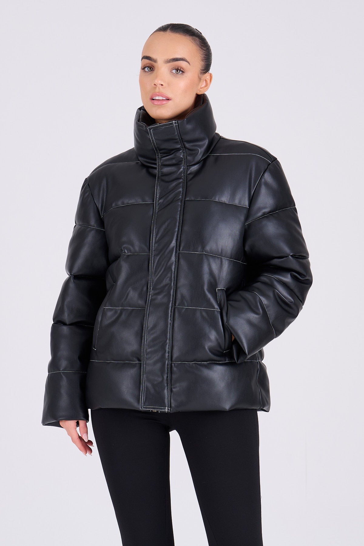 BELLA PU Puffer Coat