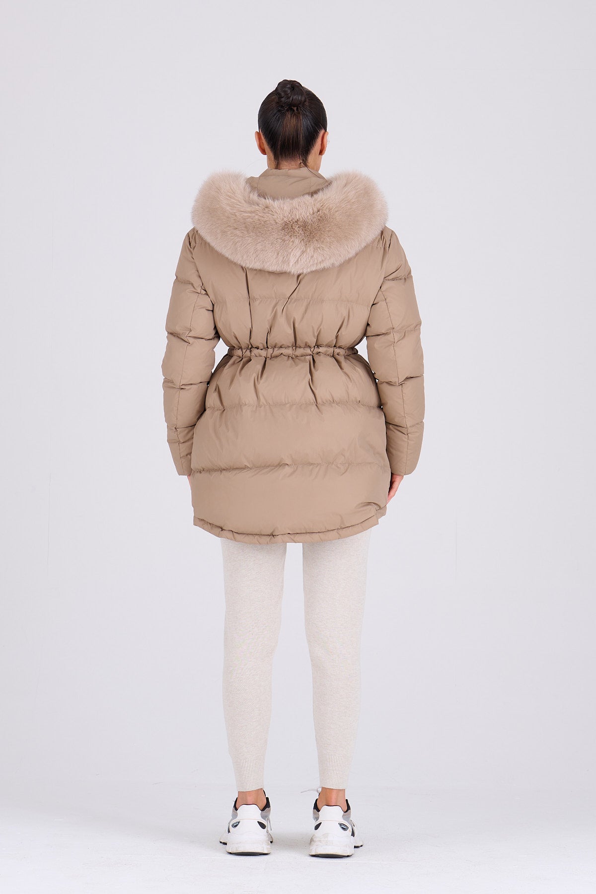 PETRA Mid Taupe Coat - Taupe Fur