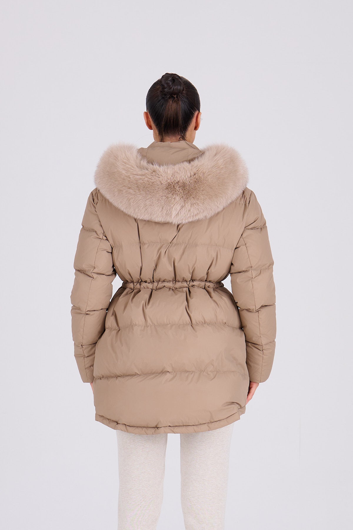 PETRA Mid Taupe Coat - Taupe Fur