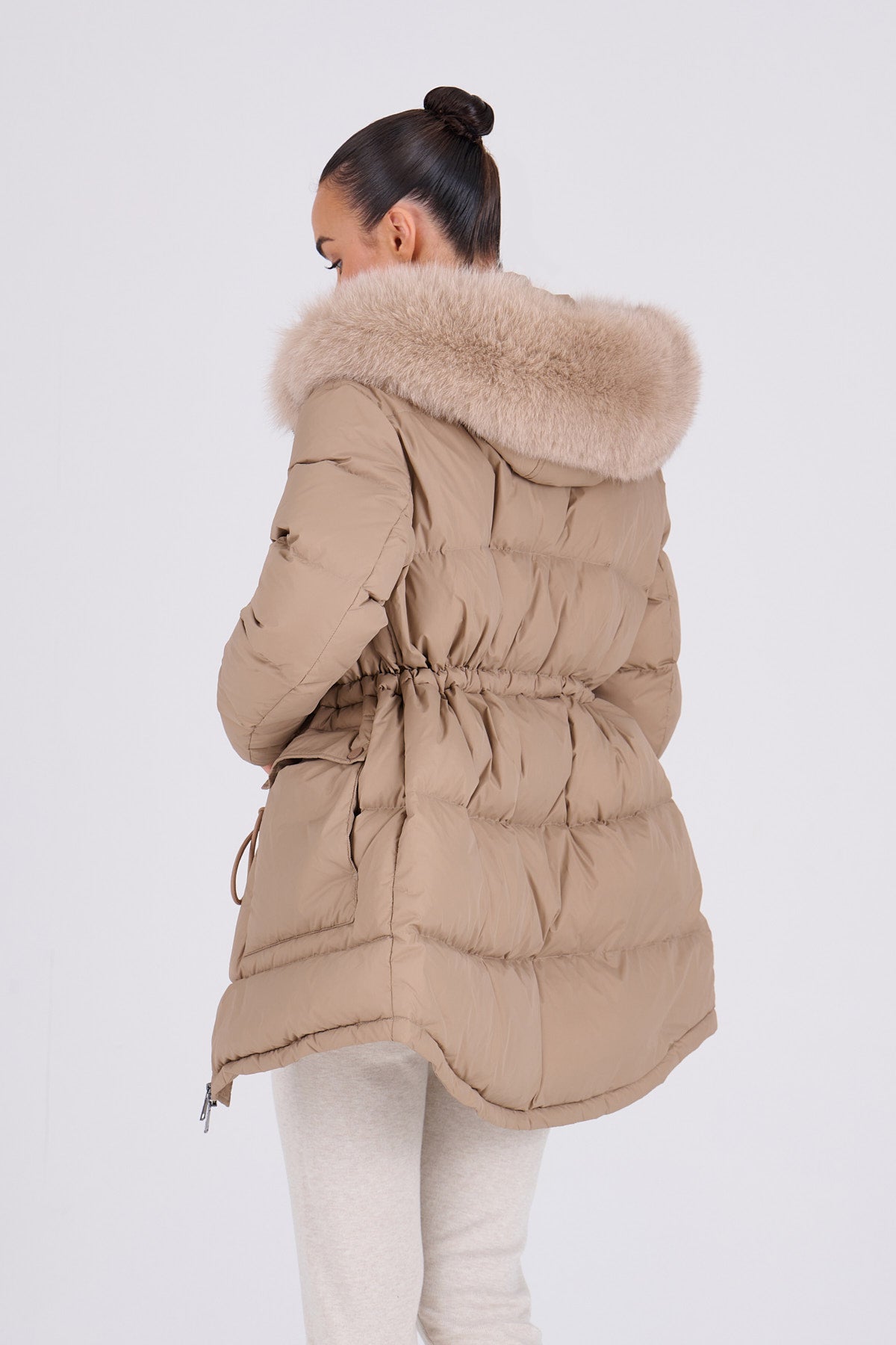 PETRA Mid Taupe Coat - Taupe Fur