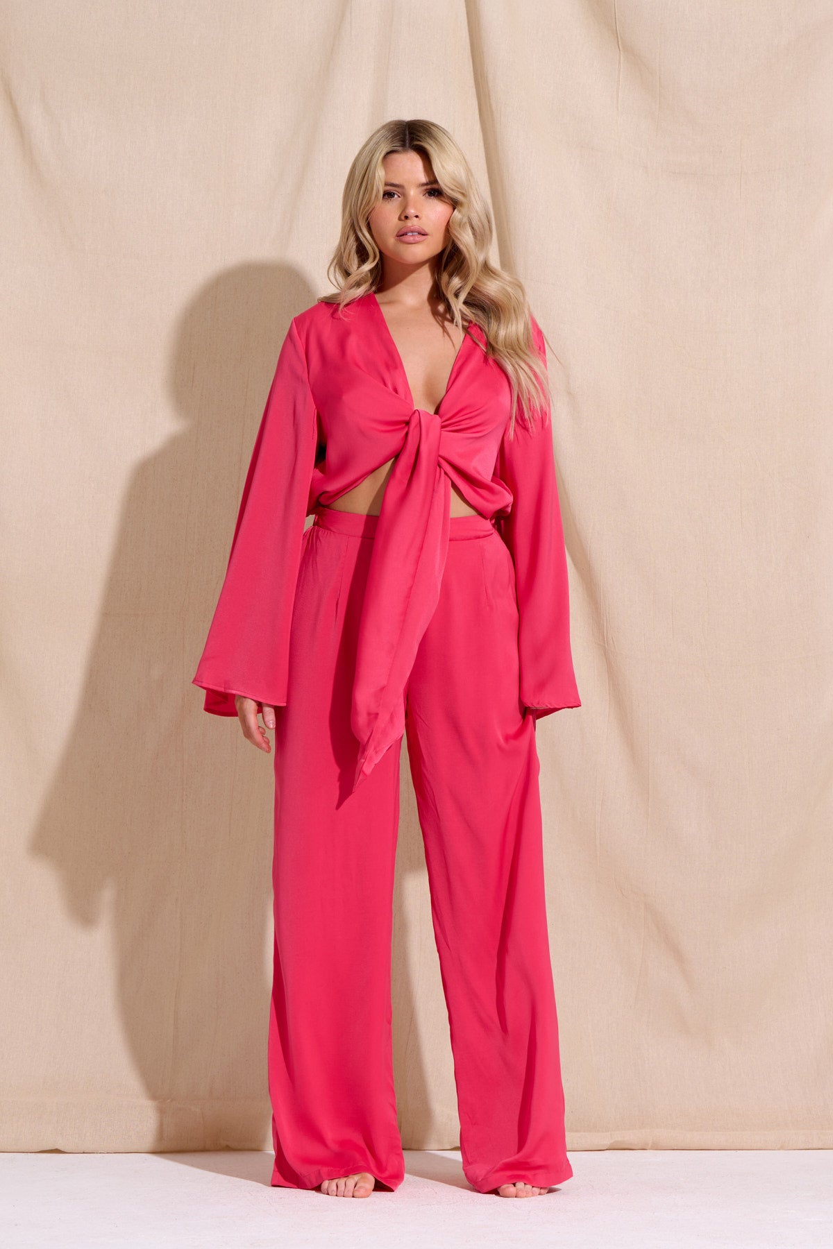 IZARA Pink Cut Out Knot Jumpsuit