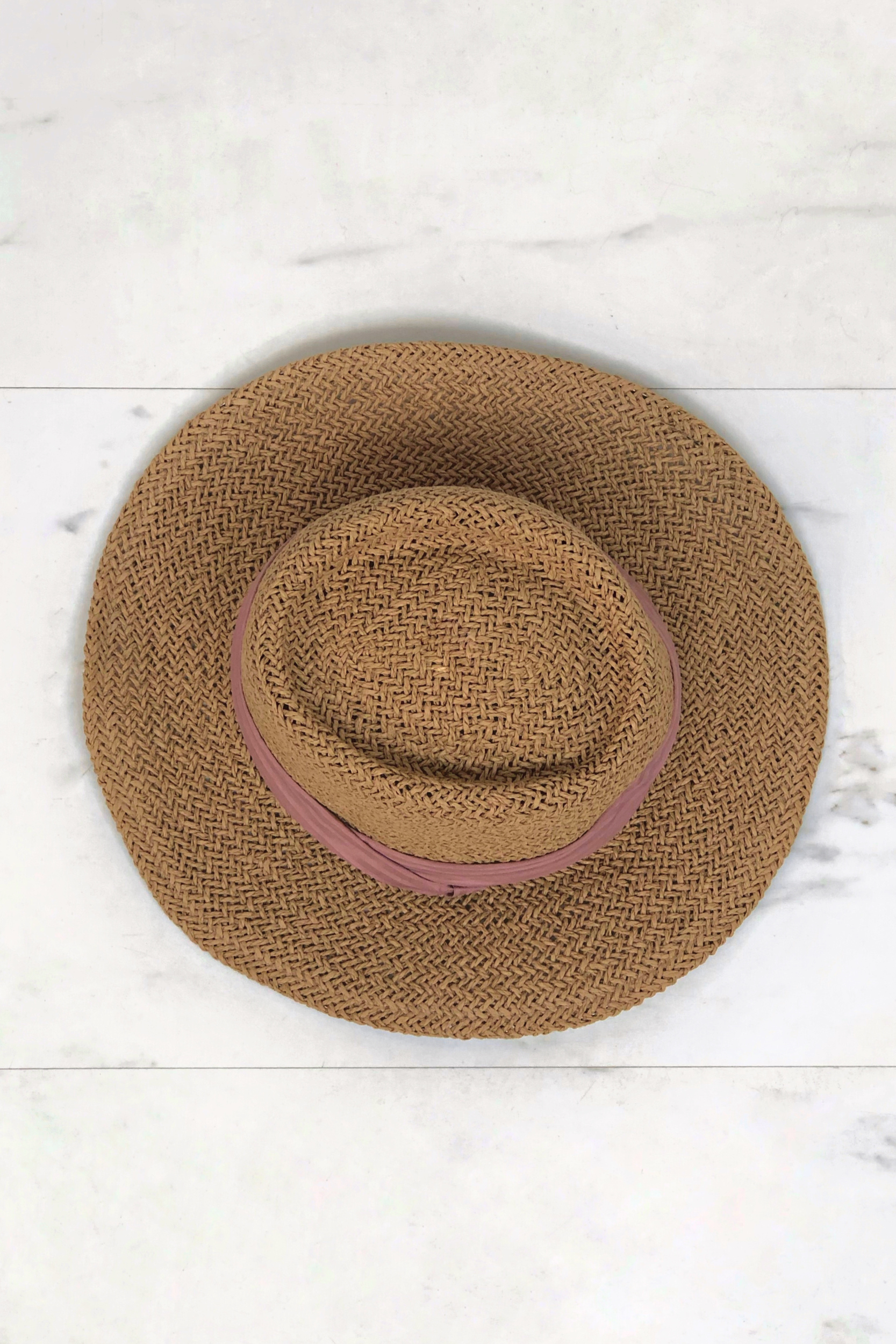 Woven Stetson Hat Pink Ribbon