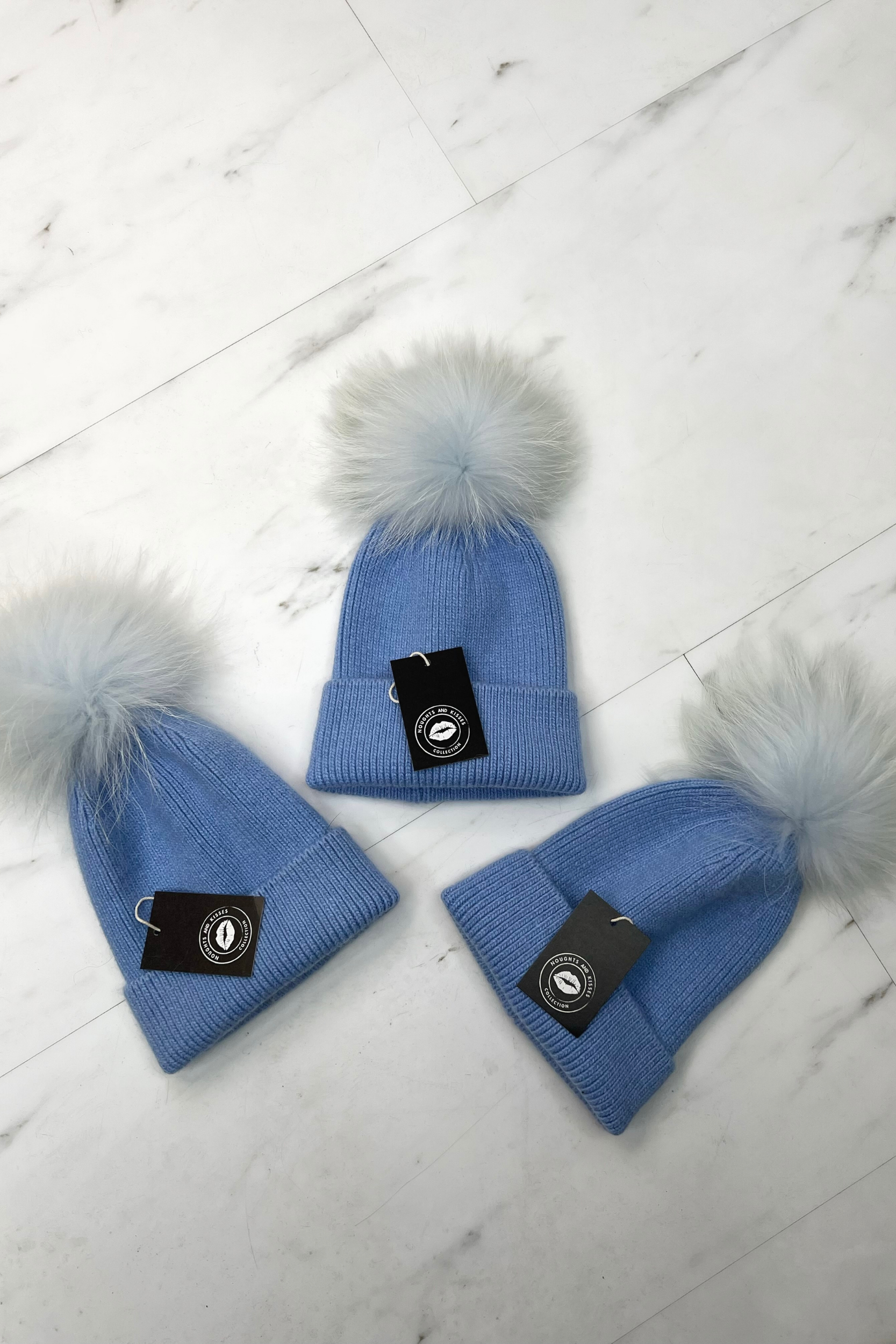 Baby blue bobble hat sales