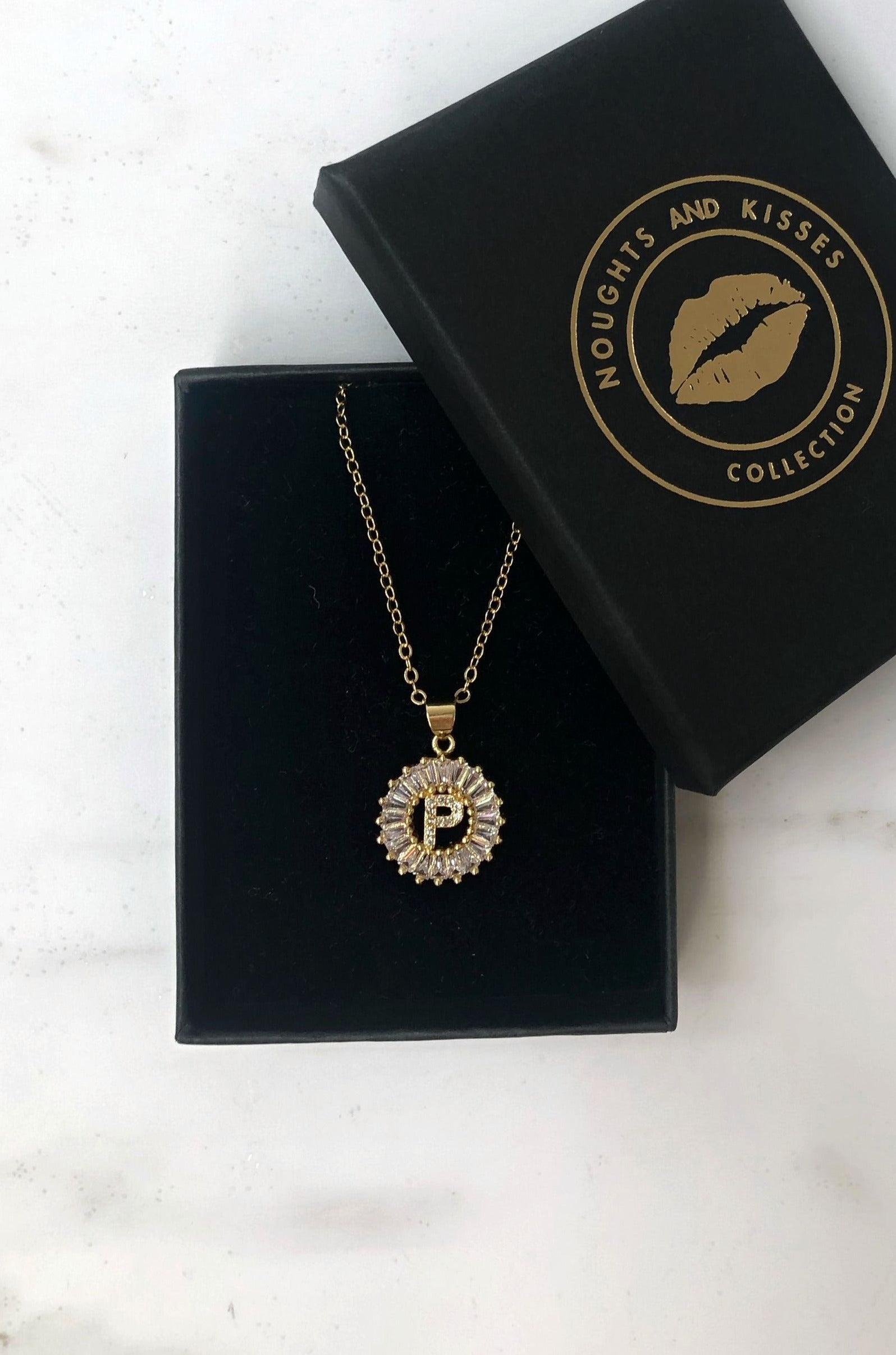 Crystal Letter Gold Necklace