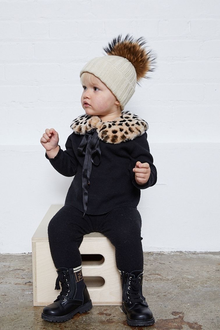 KIDS Beige / Natural Bobble Hat