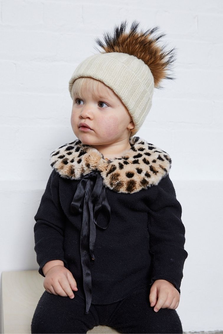 KIDS Beige / Natural Bobble Hat