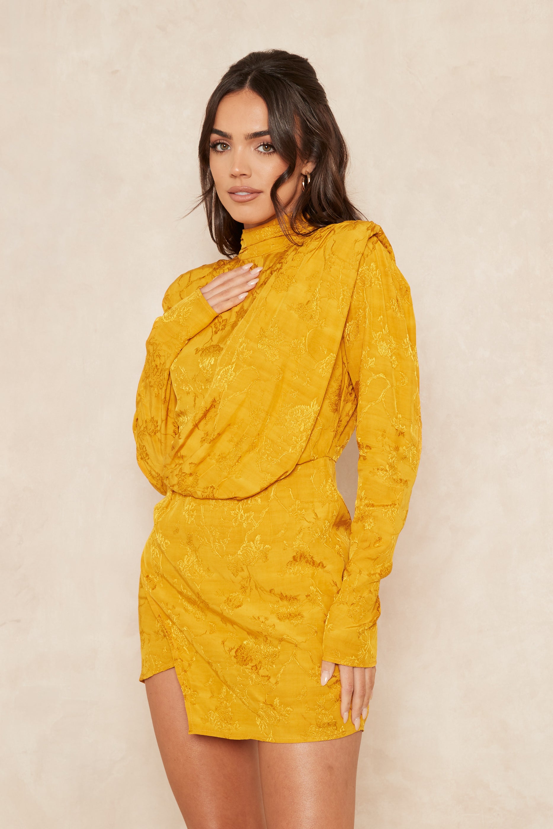 GIORGIA Yellow Structured Mini Dress