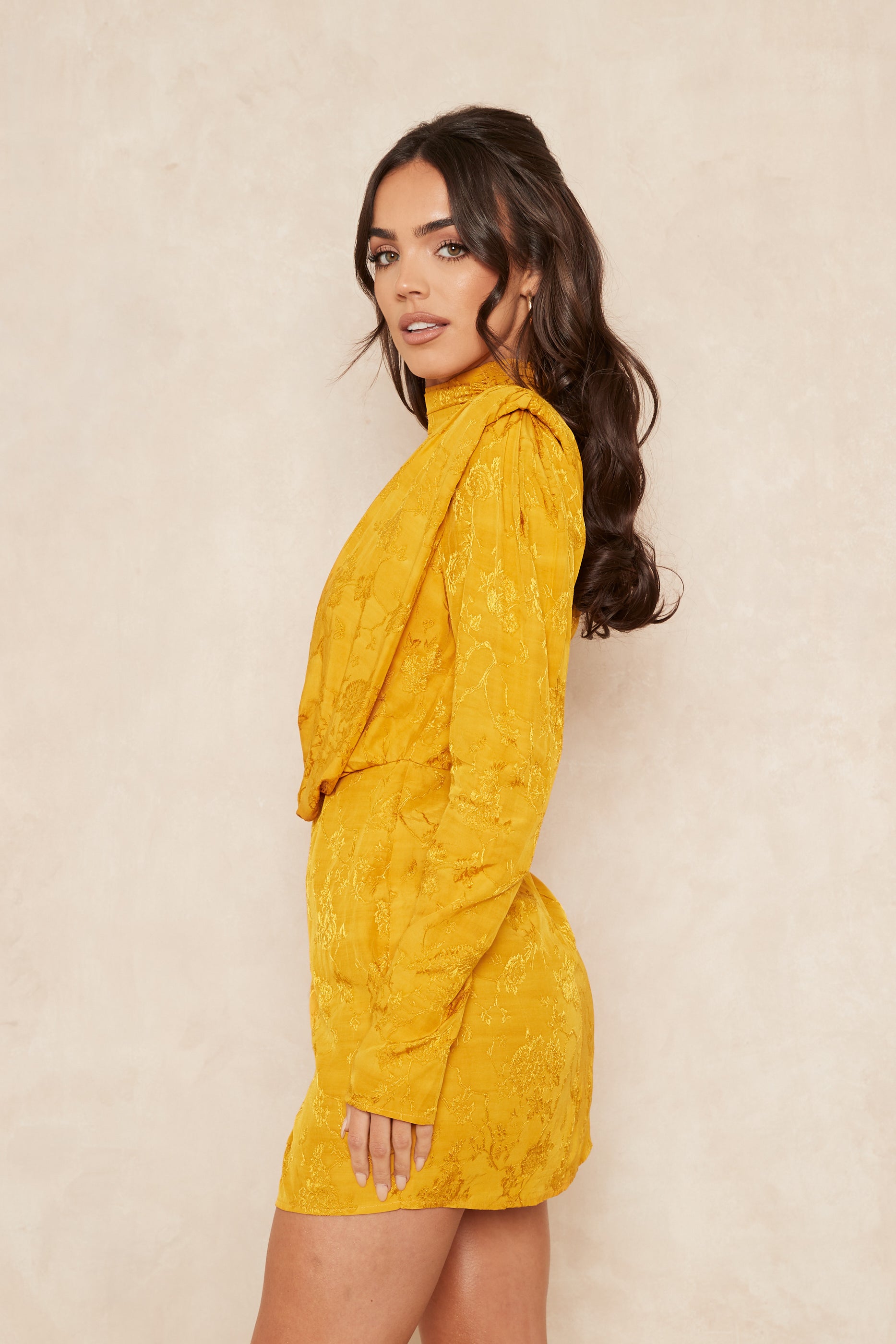 GIORGIA Yellow Structured Mini Dress