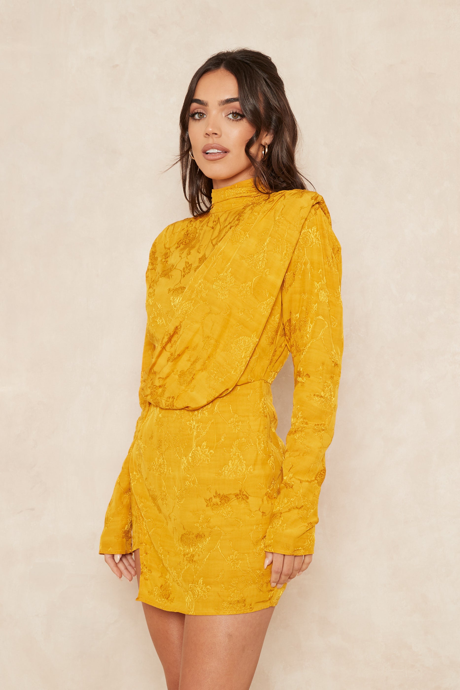 GIORGIA Yellow Structured Mini Dress