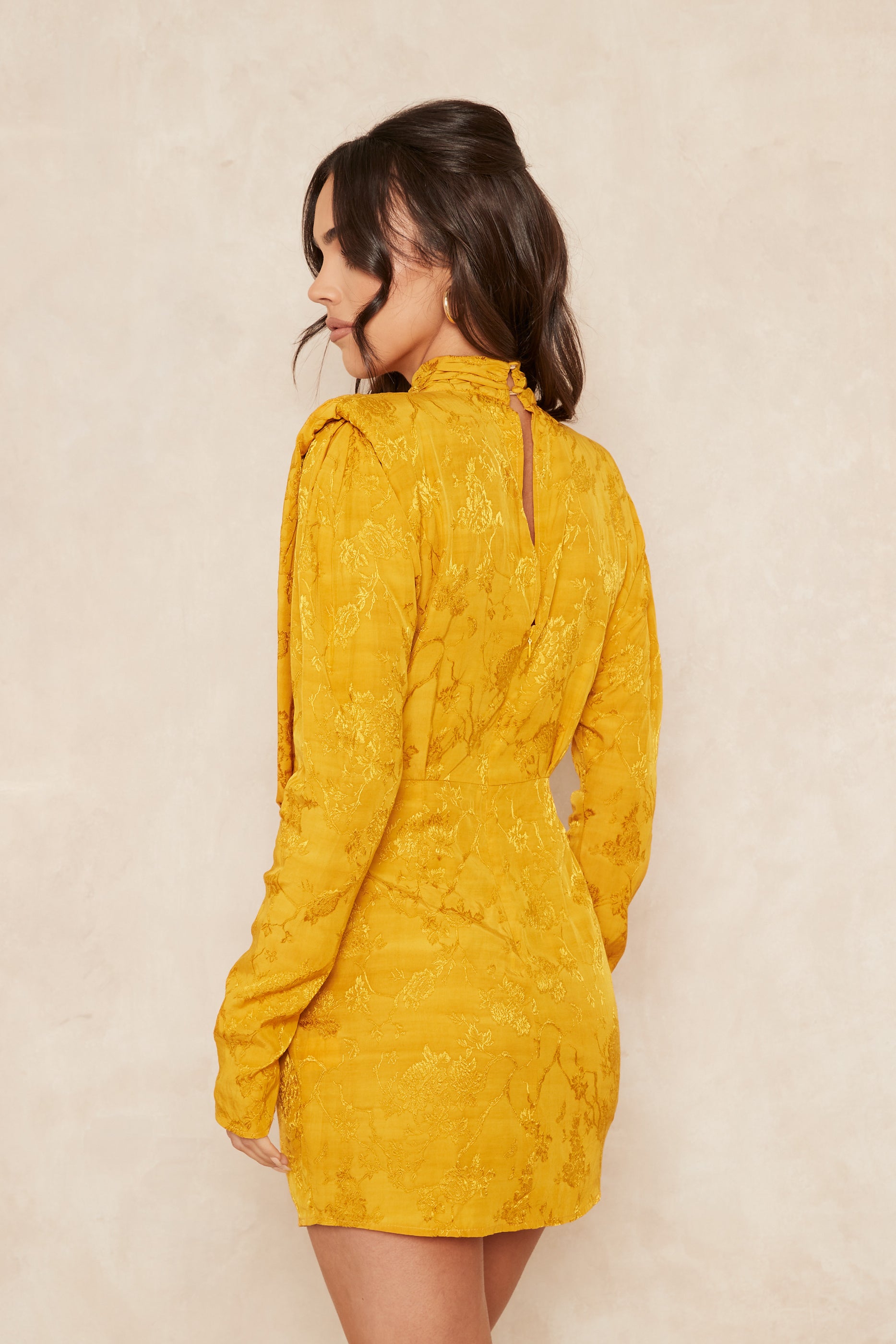 GIORGIA Yellow Structured Mini Dress