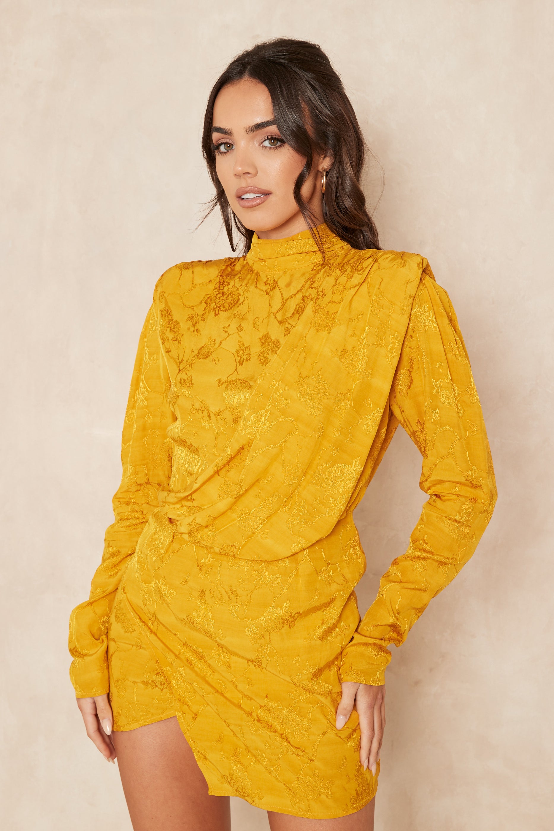 GIORGIA Yellow Structured Mini Dress