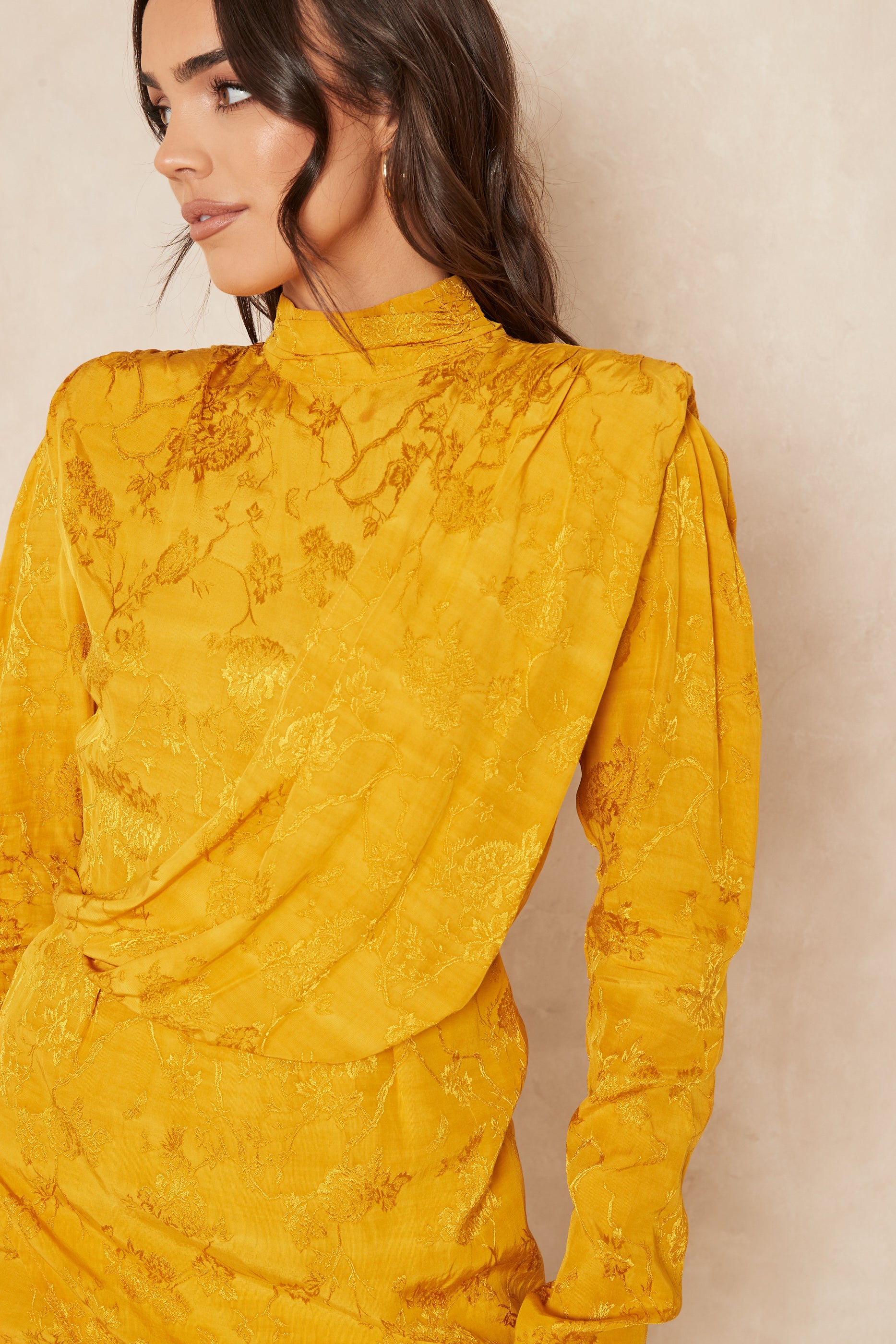 GIORGIA Yellow Structured Mini Dress