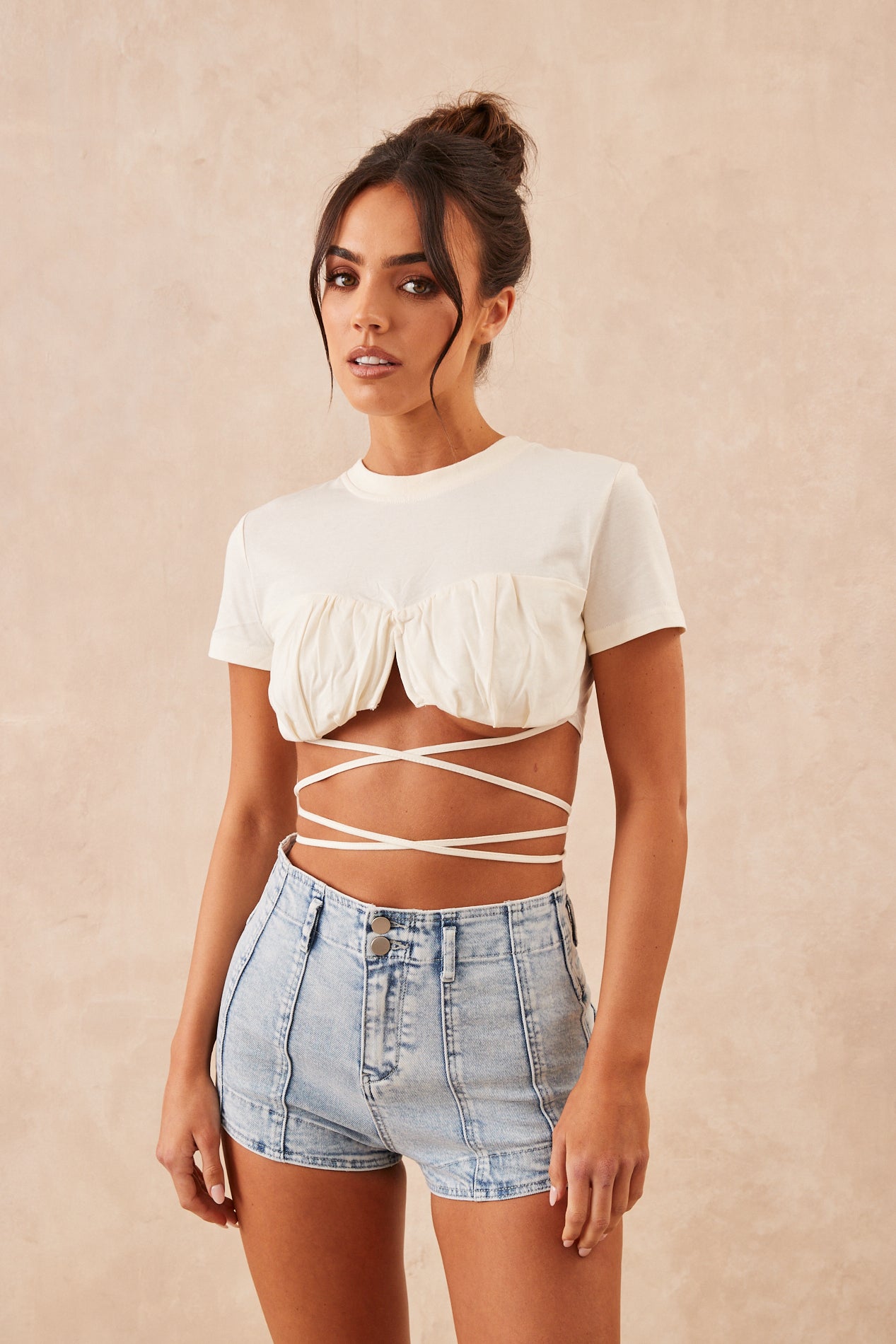 OPHELIA Cream Cropped T-Shirt