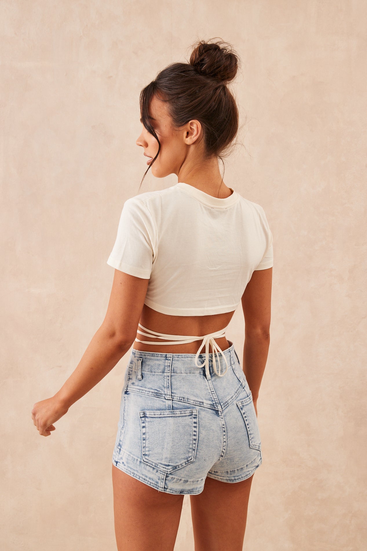 OPHELIA Cream Cropped T-Shirt