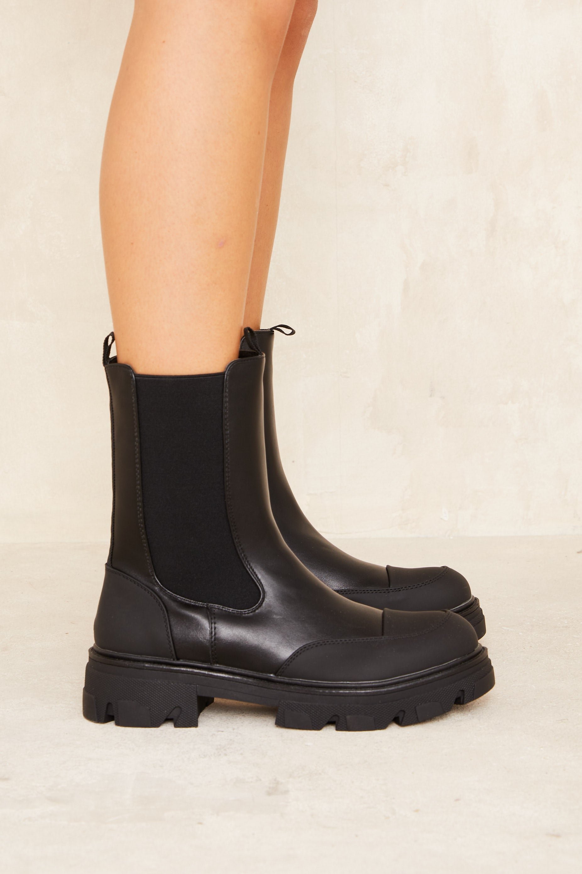ADELIA Black Toe Cap Leather Boots